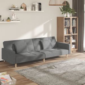Sofá cama de 2 plazas con dos almohadas tela gris claro d825753