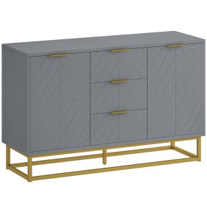 Aparador de salón 120x40x76 cm mdf, metal color gris Homcom