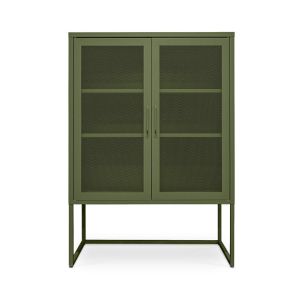 Aparador alto metal a.120 cm 2 puertas de malla metálica verde oliva - kai