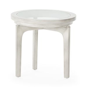 Mesa auxiliar 50x50x48 madera gris velado, cristal