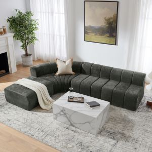 Sofá esquinero modular negro chenilla 4 plazas multifuncional