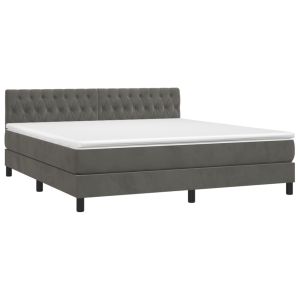 vidaXL cama box spring con colchón terciopelo gris oscuro 180x200 cm