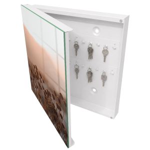 Caja para llaves 30x30x5 paisaje otoñal, apertura izquierda blanca