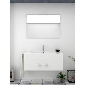 Mueble de baño florencia con lavabo y espejo 90x45cm blanco