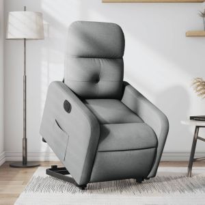 Sillón eléctrico reclinable elevable de tela gris claro qweo4906