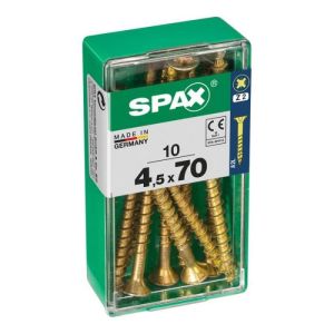 Caja 10 unid. Tornillo madera cabeza plana yellox 4,5x70mm