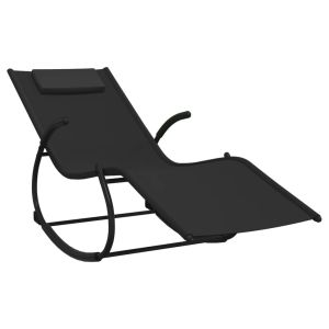 vidaXL tumbona mecedora de acero y textilene negro