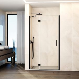 Mampara de ducha glass 119.5-125cm - fijo 50cm + puerta 70cm - negro