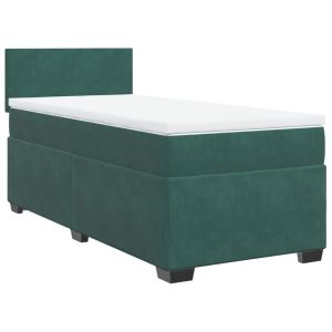 vidaXL cama box spring con colchón terciopelo verde oscuro 90x200 cm