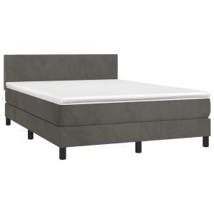 vidaXL cama box spring con colchón terciopelo gris oscuro 140x200 cm