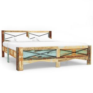 vidaXL estructura de cama de madera maciza reciclada 140x200 cm