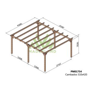 Pérgola de madera maciza - cambados 510x420cm (maderland)