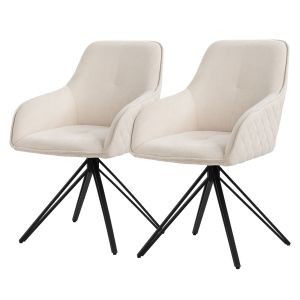 2x sillas de comedor giratorio crema tela tejida asiento ergonómico