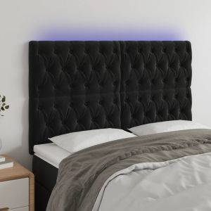 Cabecero con luces LED terciopelo negro 160x7x118/128 cm eso5332