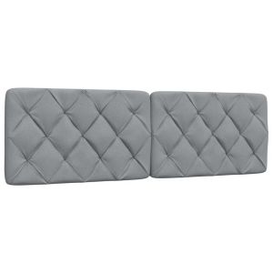 Cabecero de cama acolchado tela gris claro 160 cm