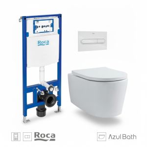 Pack roca duplo cisterna y pulsador pl1 dual blanco wc lia azulbath