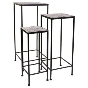 Set 3 soportes de macetas de metal negros