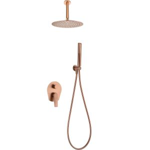 Conjunto ducha monomando empotrado paros oro rosa