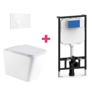 Pack inodoro pisa con cisterna y pulsador blanco redondo