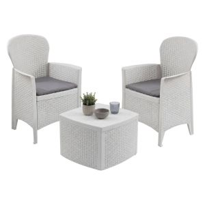 Set de jardín anny, mesa y sillas, en plástico blanco