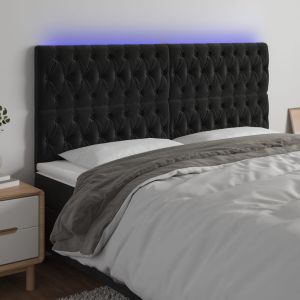 Cabecero con luces LED terciopelo negro 200x7x118/128 cm eso6421
