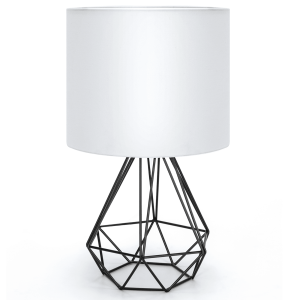 Aigostar lámpara de mesa retro industrial e14, base metálica, tulipa blanca
