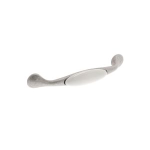 Tirador mueble en zamac y porcel 54 dist entre ejes 128 mm plata lote 6