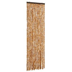 vidaXL cortina mosquitera de chenilla ocre y blanca 56x185 cm