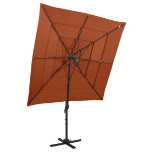 vidaXL sombrilla jardín 4 niveles palo aluminio terracota 250x250 cm