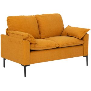 Sofá dos plaza 130x77x84 cm terciopelo color amarillo Homcom