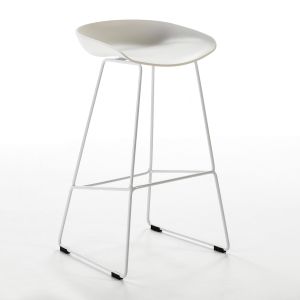 Taburete 48x45x83 metal, acrilico blanco