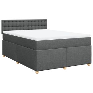 vidaXL cama box spring con colchón tela gris oscuro 140x190 cm
