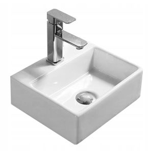 Lavabo cerámico sobre encimera, 33x29x11,5 cm, blanco