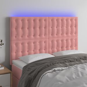 Cabecero con luces LED terciopelo rosa 144x5x118/128 cm eso4839