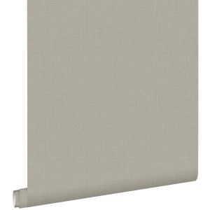 Estahome papel pintado liso efecto lino gris pardo 53 cm x 10.05 m