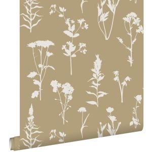 Estahome papel pintado flores silvestres beige 53 cm x 10.05 m