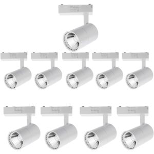 10x foco LED carril 40w, luz fria 6000k, 2700 lm, 220v monofásico, blanco