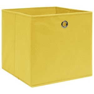 vidaXL cajas de almacenaje 10 uds tela amarillo 32x32x32 cm