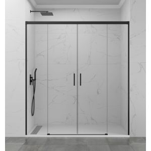 Mampara basic spazio 2 puertas + 2 fijos transparente negro 190 cm