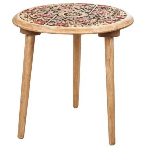 Mesa de centro de madera artesanal rojo 45x45x45h cm
