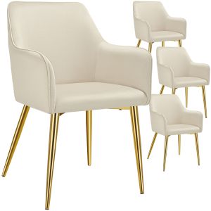 4 sillas de comedor, aspecto aterciopelado, reposabrazos, beige