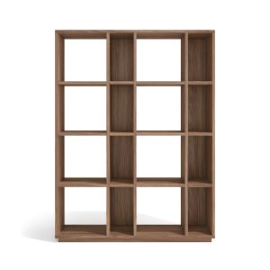 Librería en melamina de 4 niveles, en nogal, 145x105x29