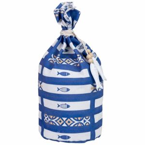 Tope de puerta de algodón marinero azul 12x12x26 cm