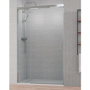 Mampara ducha frontal 3 cristales | cromo 125 cm (adaptable 120,1-125cm)