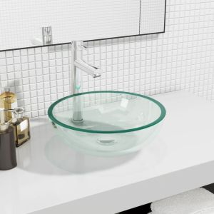 Lavabo de vidrio templado transparente 35x12 cm es6332