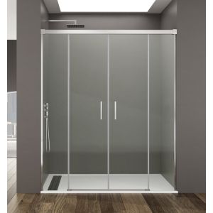 Mampara basic spazio 2 puertas + 2 fijos transparente cromado 150 cm