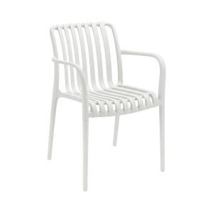 Silla apilable de exterior con reposabrazos kaia blanco 7house