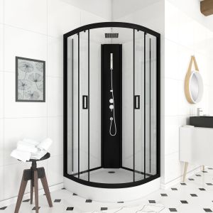 Cabina de ducha lift up negro 1/4 círculo 85x85x235cm