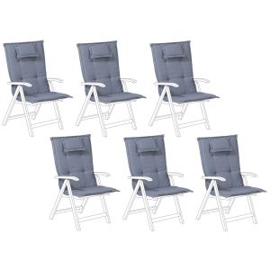 Conjunto de 6 cojines de respaldo/asiento java/amantea 50 x 70 cm azul