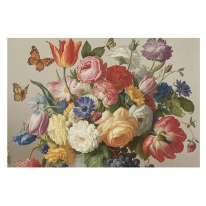 Papel pintado tejido no tejido 312x219 flores y mariposas tulup